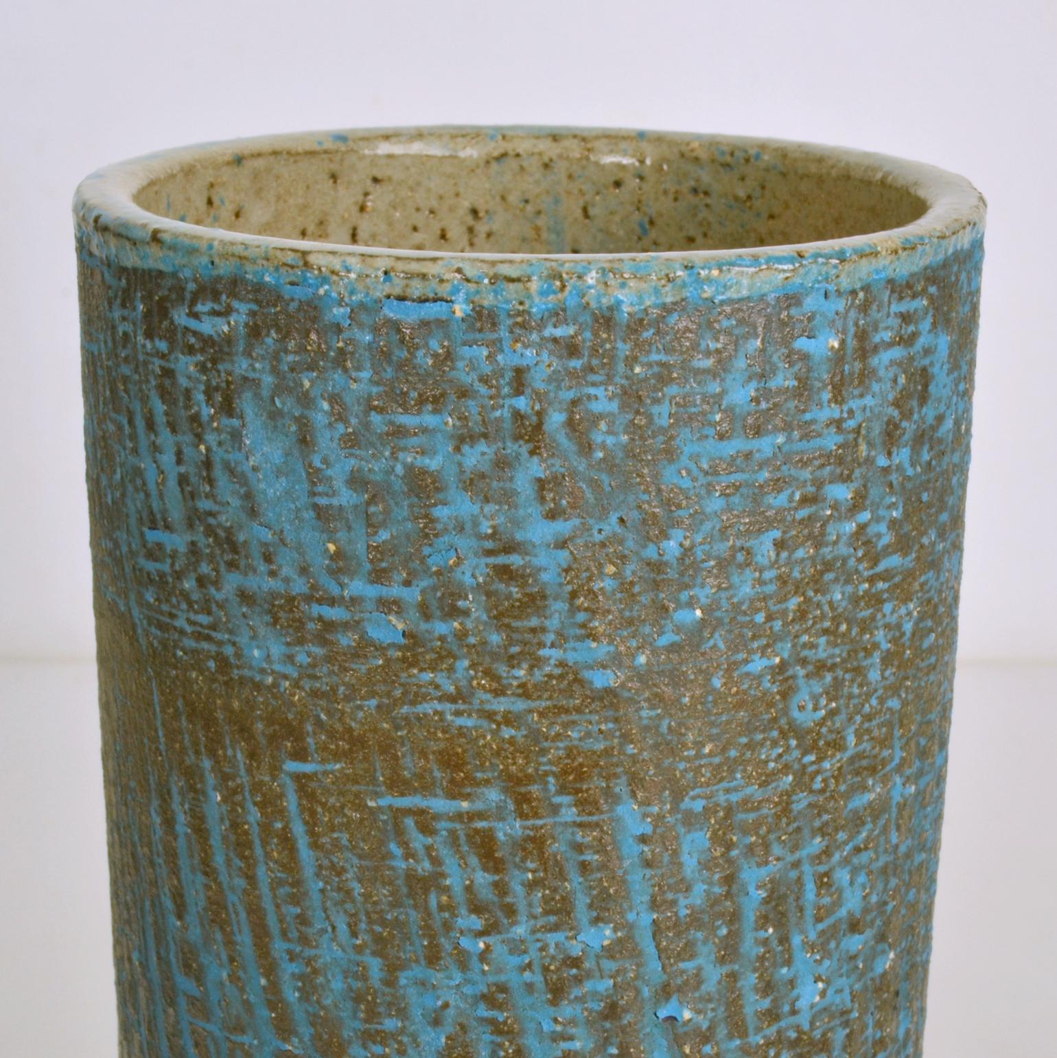 Set of Ten Blue Ceramic Cylinder Vases by Groeneveldt For Sale 2