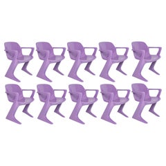 Vintage Set of Ten Blue Lilac Kangaroo Chairs Designed by Ernst Moeckl, Germany, 1968