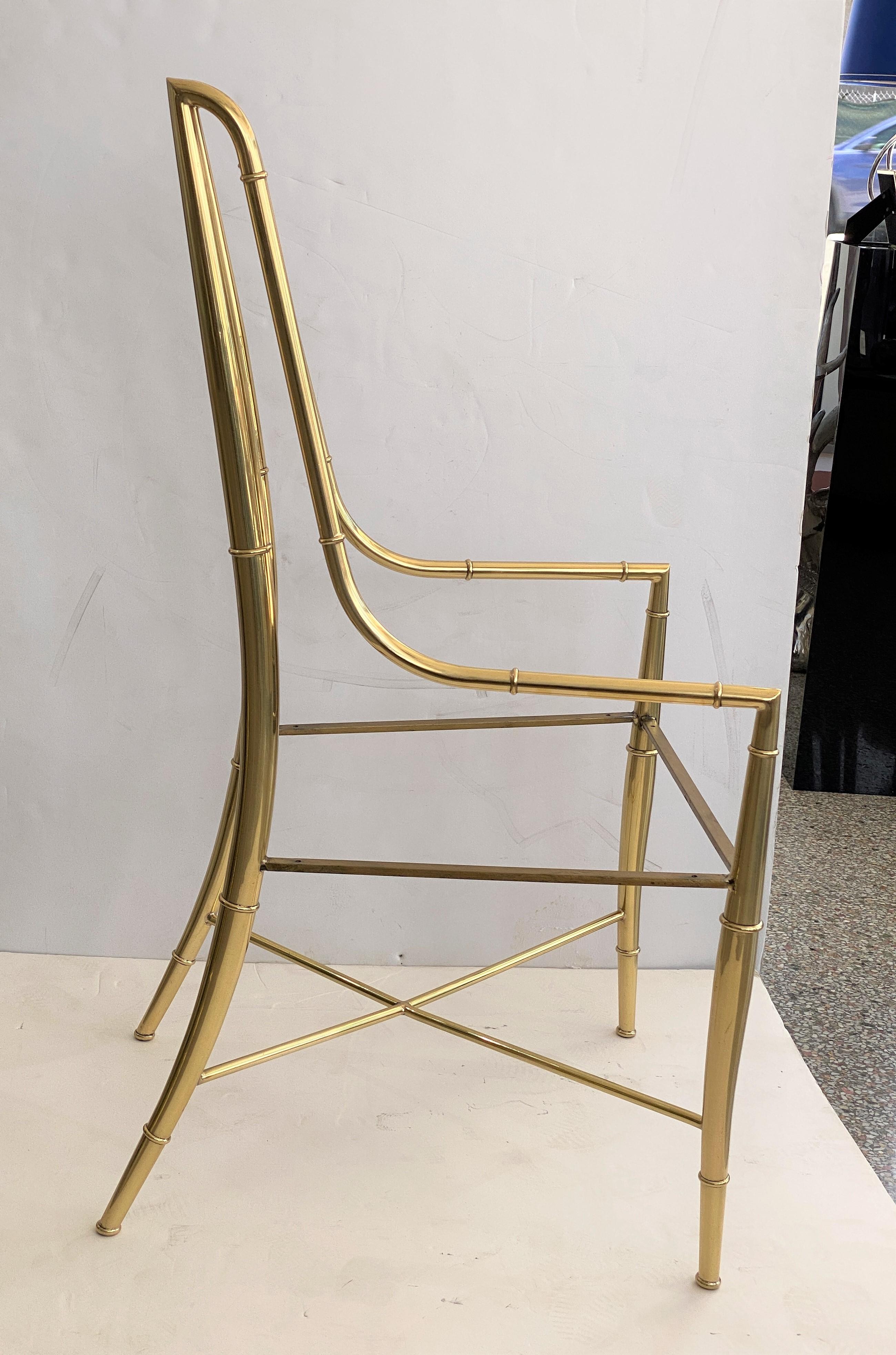Polished Set of Ten Brass Dining Chairs by Mastercraft