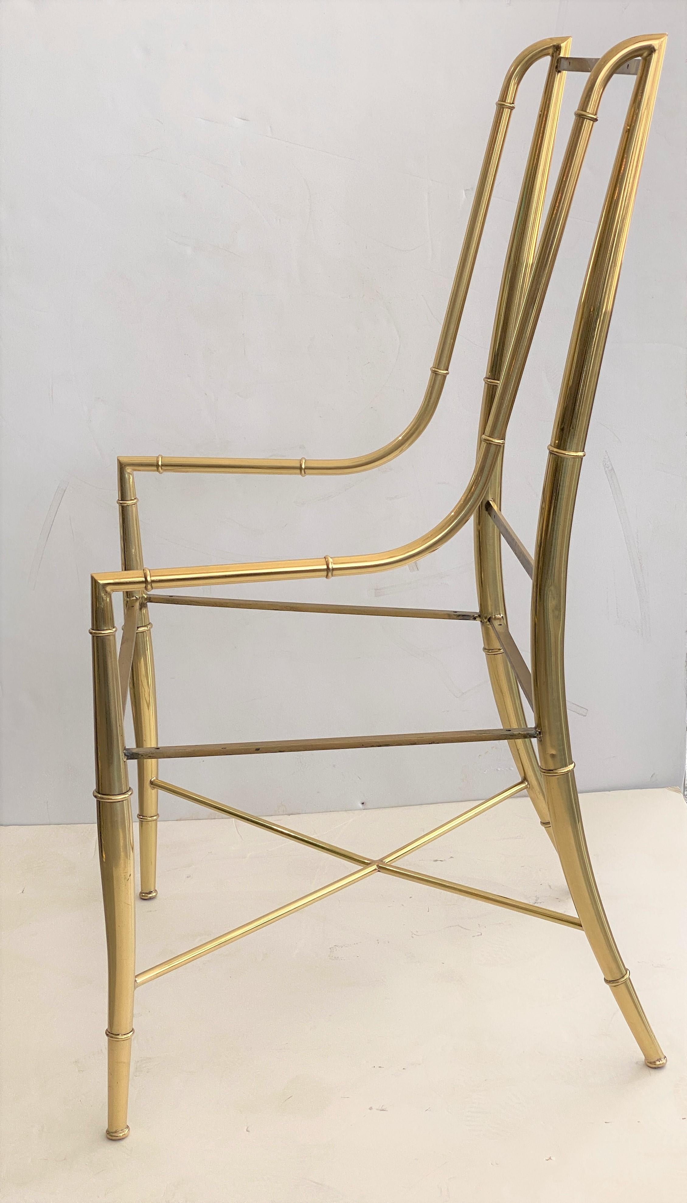 Set of Ten Brass Dining Chairs by Mastercraft 1