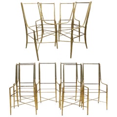 Set of Ten Brass Dining Chairs by Mastercraft