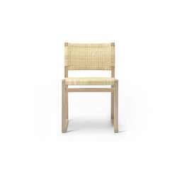 Set of Ten Børge Mogensen 61 Dining Chairs in Oak and Woven Cane Wicker