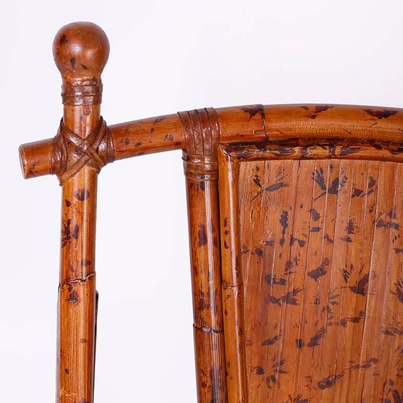 Hand-Painted Set of Ten British Colonial Style Bamboo Dining Chairs
