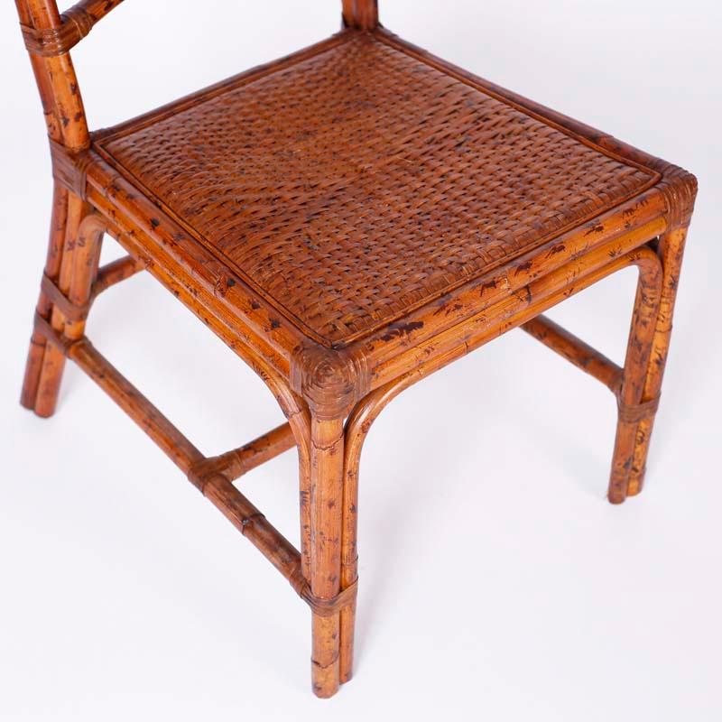 Set of Ten British Colonial Style Bamboo Dining Chairs In Good Condition In Palm Beach, FL