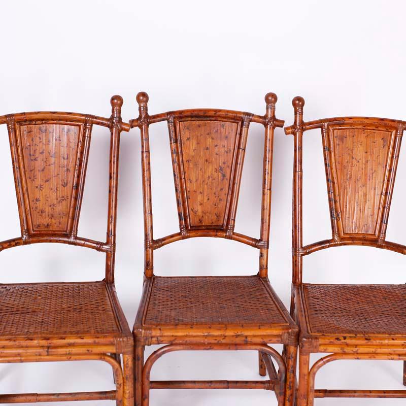 Set of Ten British Colonial Style Bamboo Dining Chairs 1