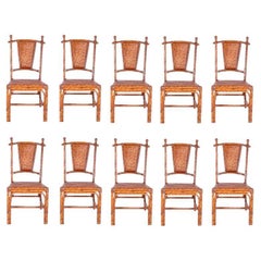 Set of Ten British Colonial Style Bamboo Dining Chairs