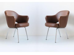Set of Ten Brown Eero Saarinen Executive Chairs by Knoll