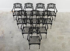 Set of Ten Brown Jordan Neoclassical Style Garden Armchairs