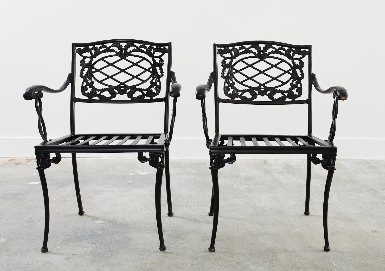 Set of Ten Brown Jordan Neoclassical Style Garden Armchairs In Good Condition In Rio Vista, CA
