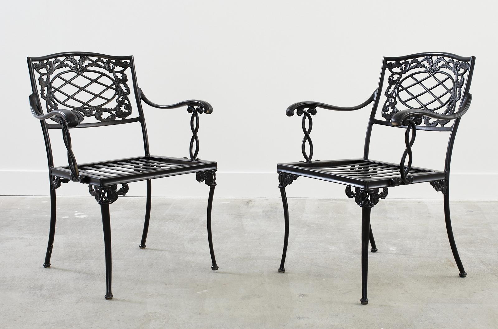Set of Ten Brown Jordan Neoclassical Style Garden Armchairs 1