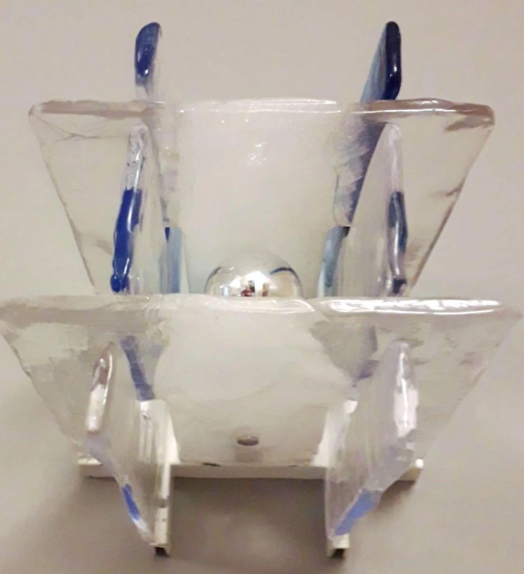 Ensemble de dix appliques carrées en verre Murano de Carlo Nason pour Mazzega - Italie, années 1960. en vente 4