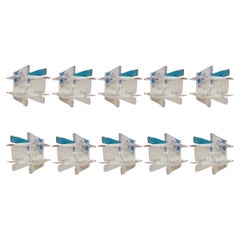 Set of Ten Carlo Nason for Mazzega Square Murano Glass Sconces – Italy, 1960's.