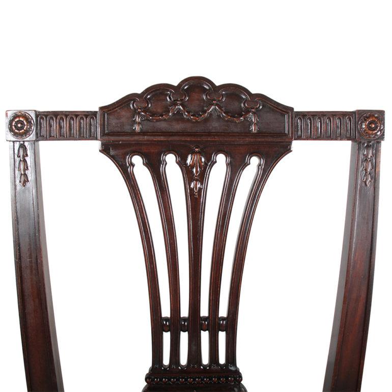 American Set of Ten Carved Mahogany Dining Chairs