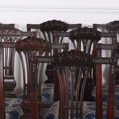 Set of Ten Carved Mahogany Sheraton Revival Chairs Made in Chicago