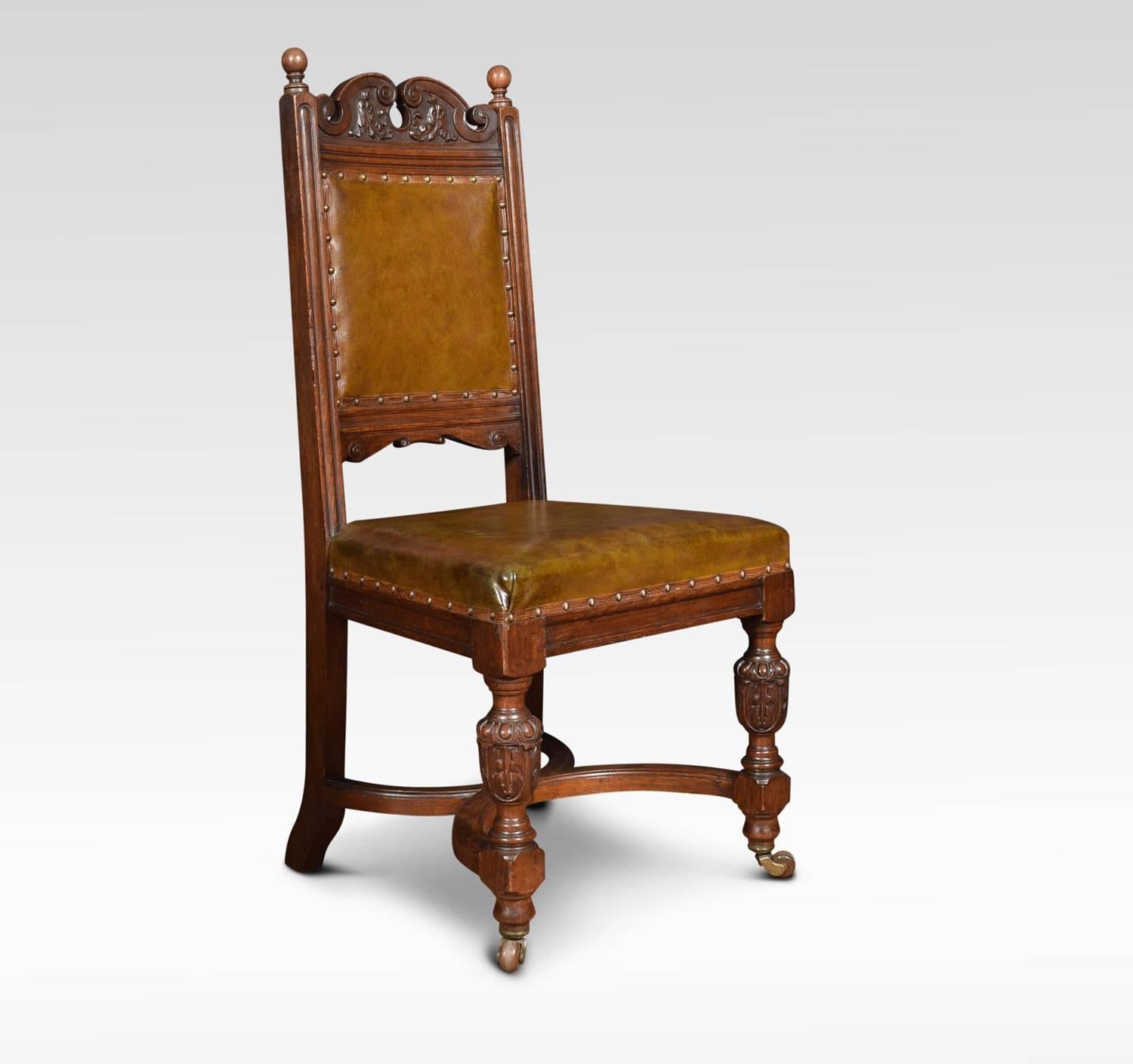 20th Century Set of Ten Carved Oak Dining Chairs