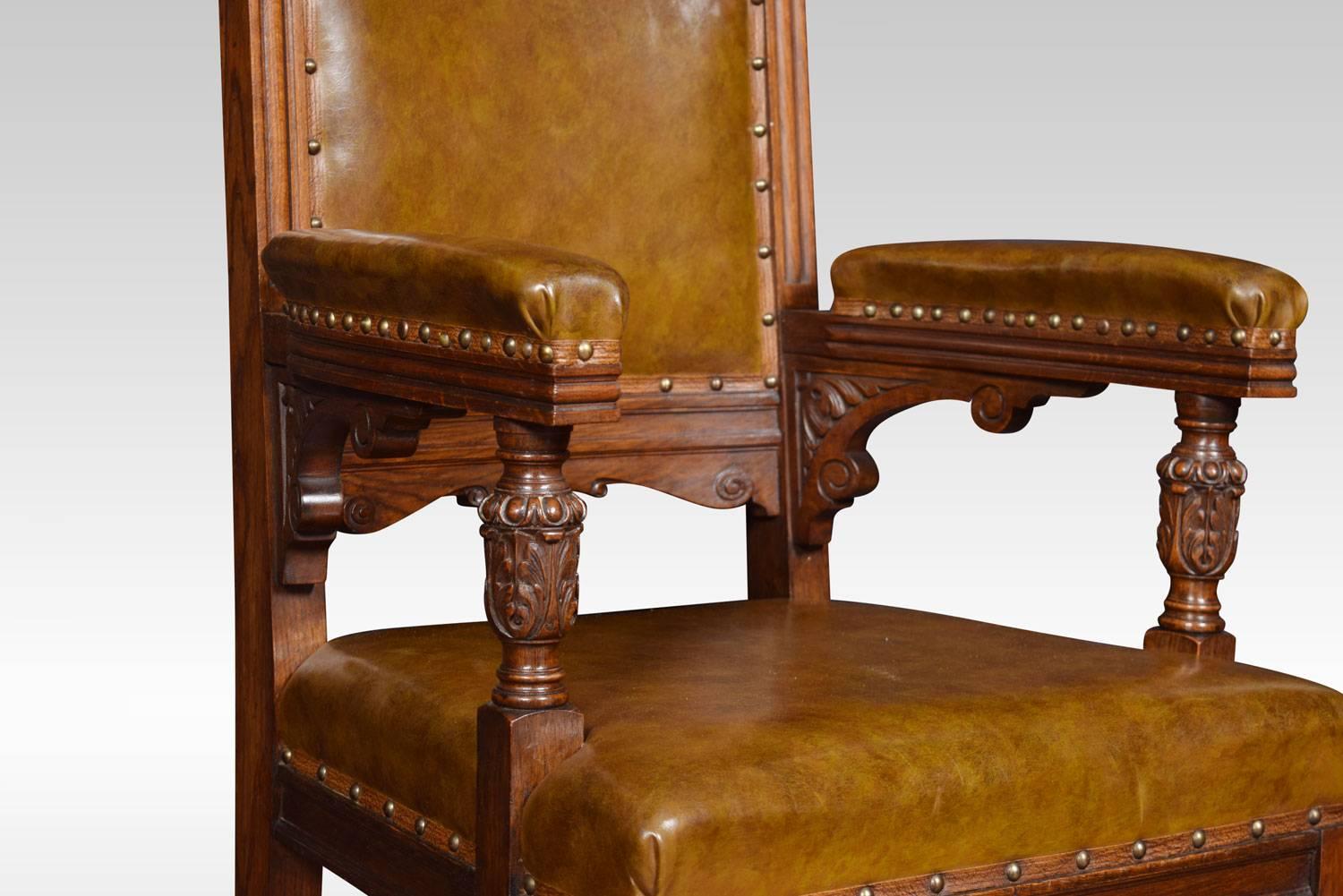 Set of Ten Carved Oak Dining Chairs 1
