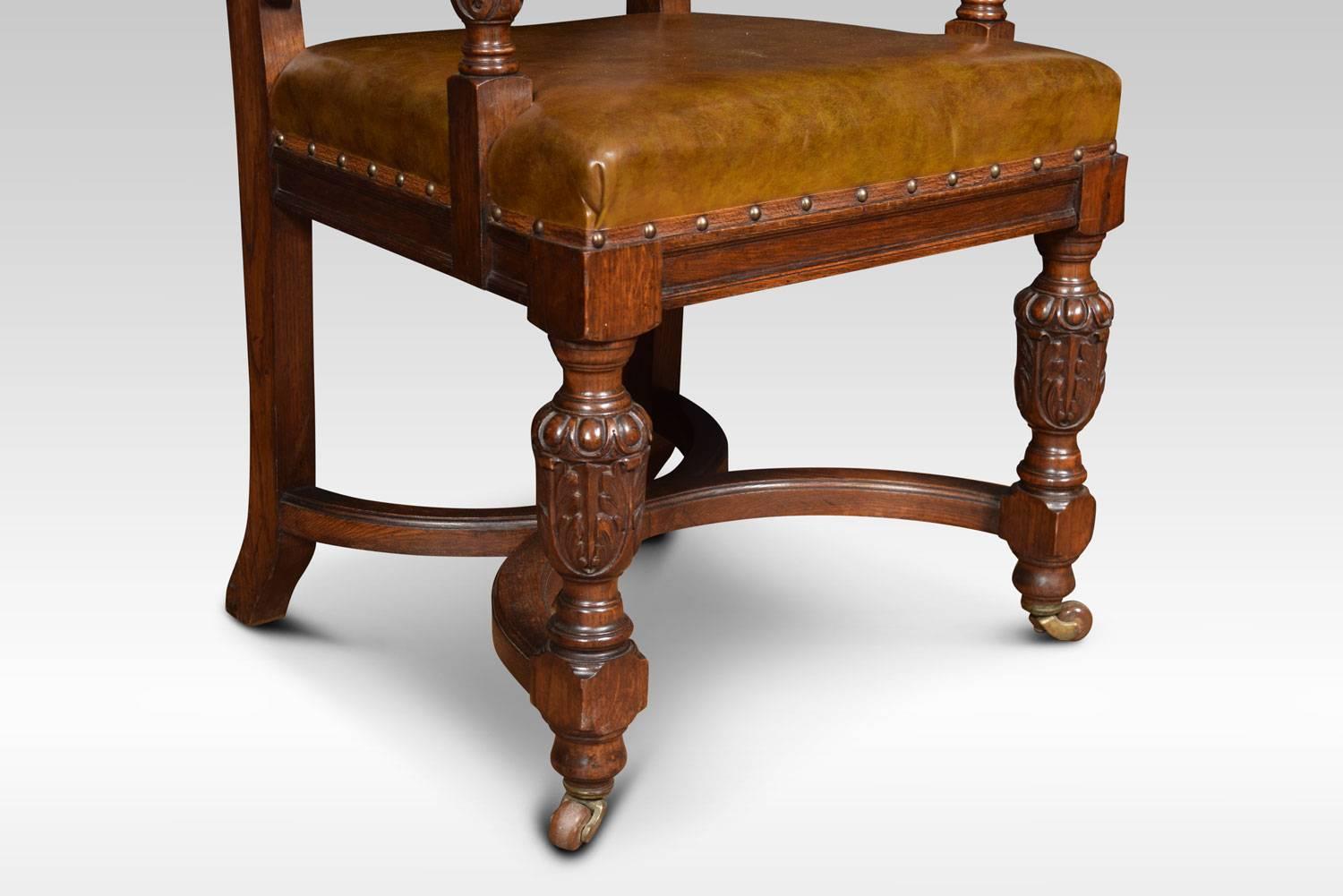 Set of Ten Carved Oak Dining Chairs 2