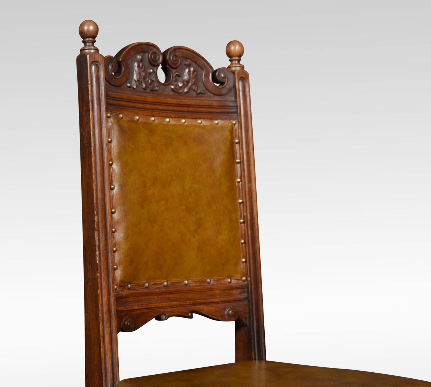 Set of Ten Carved Oak Dining Chairs 4