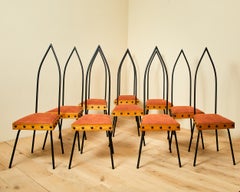 Set of Ten Chairs, lacquered Iron and Wood, circa 1960