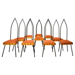 Set of Ten Chairs, lacquered Iron and Wood, circa 1960