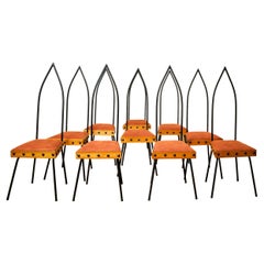 Set of Ten Chairs, lacquered Iron and Wood, circa 1960