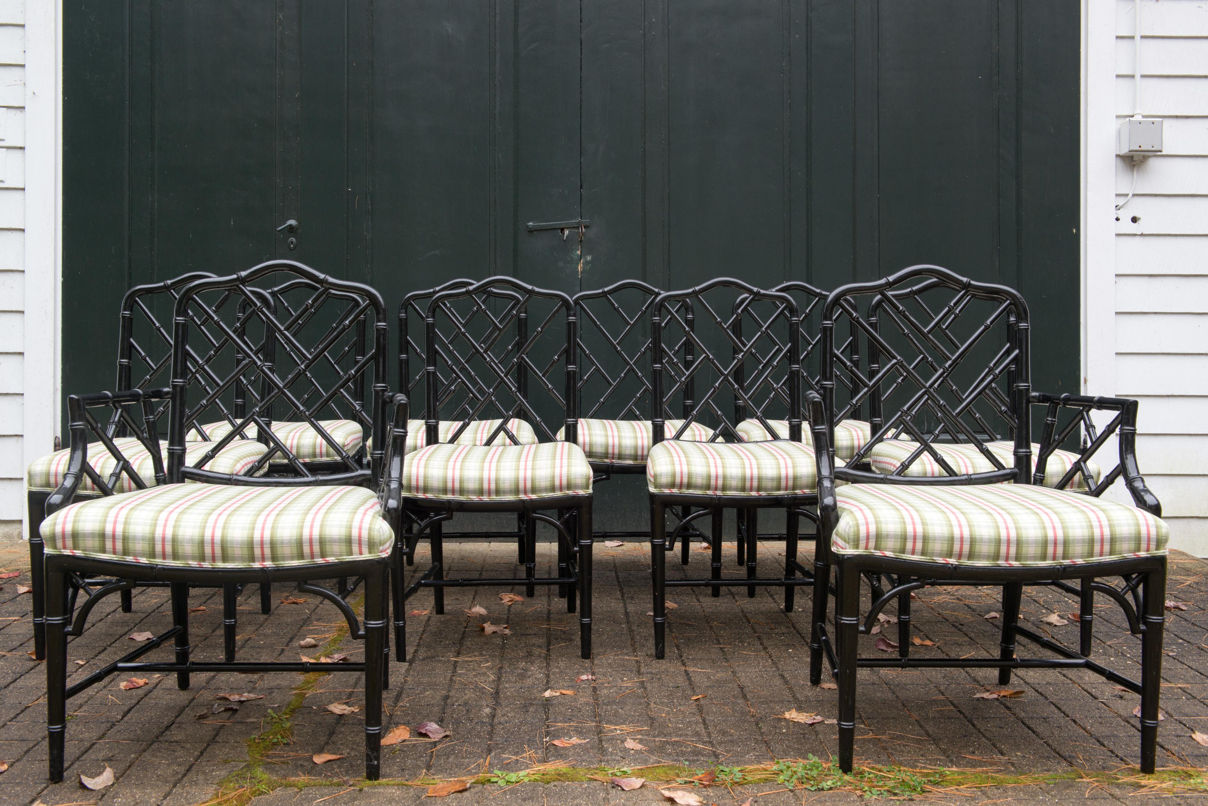 Set of Ten Chinese Chippendale Dining Chairs For Sale 5