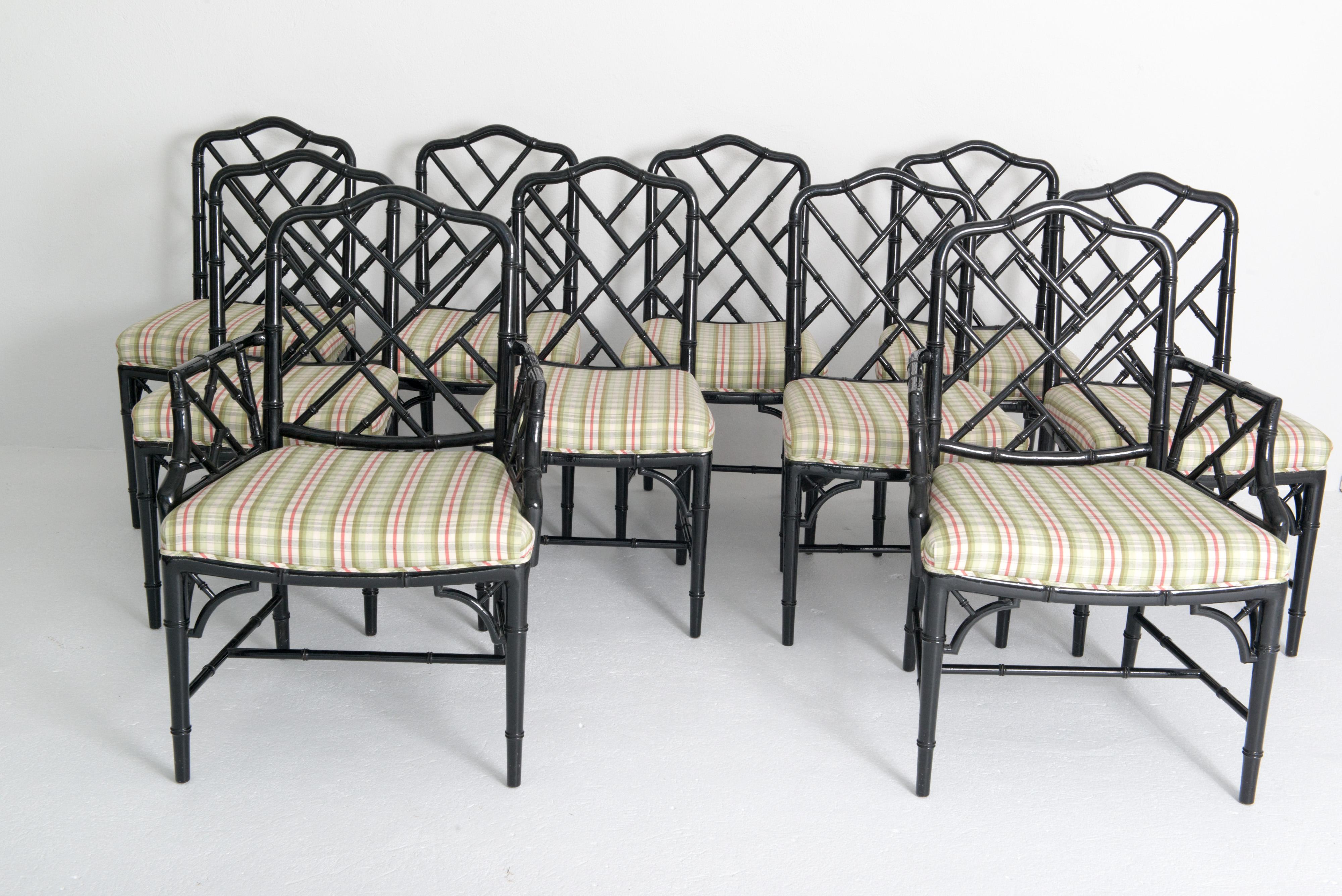 Set of Ten Chinese Chippendale Dining Chairs For Sale 8