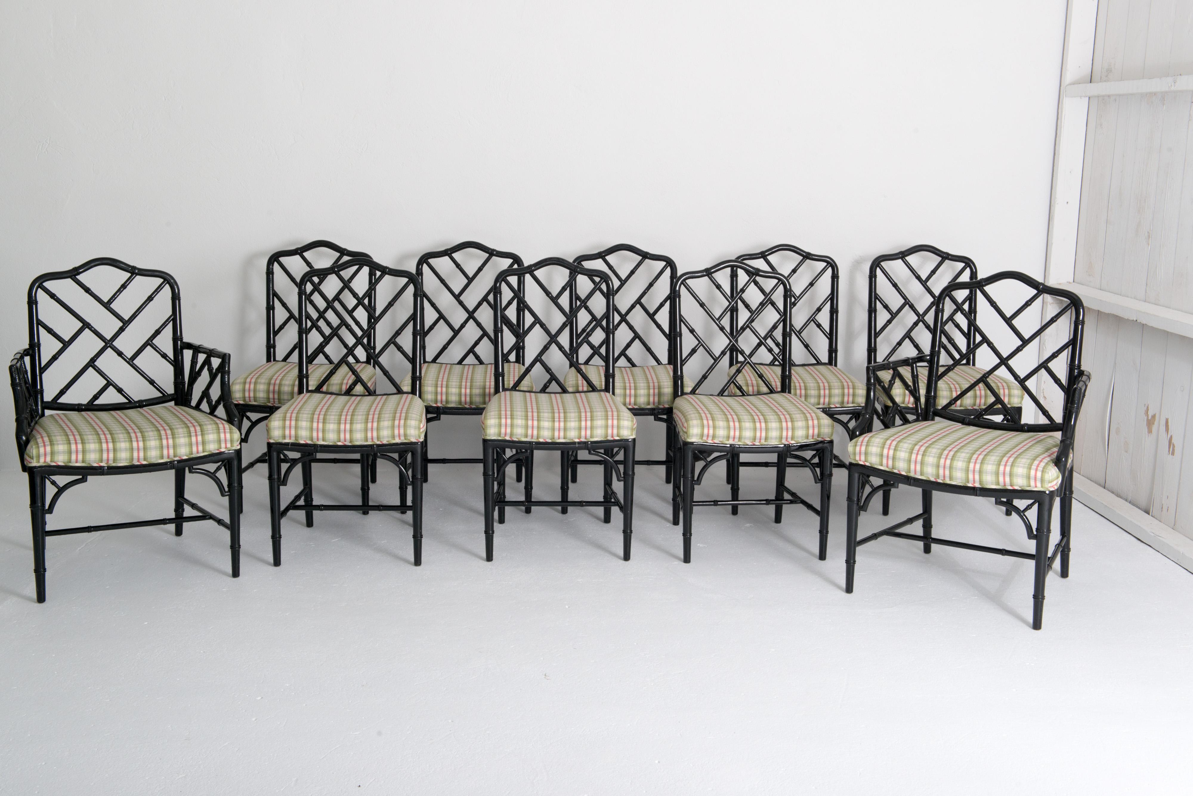 Set of Ten Chinese Chippendale Dining Chairs For Sale 12