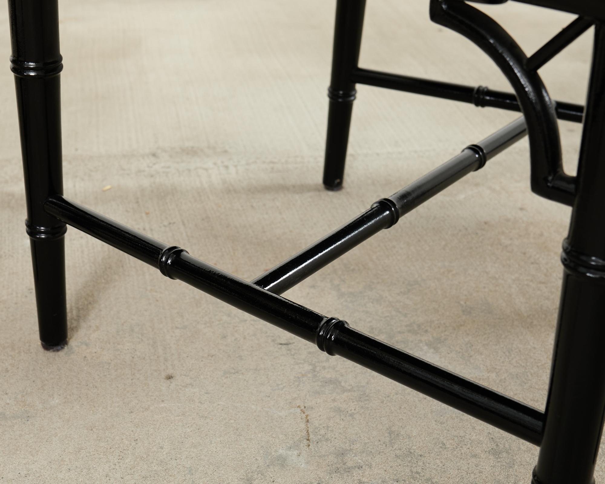 Set of Ten Chinese Chippendale Lacquered Faux Bamboo Dining Chairs For Sale 7