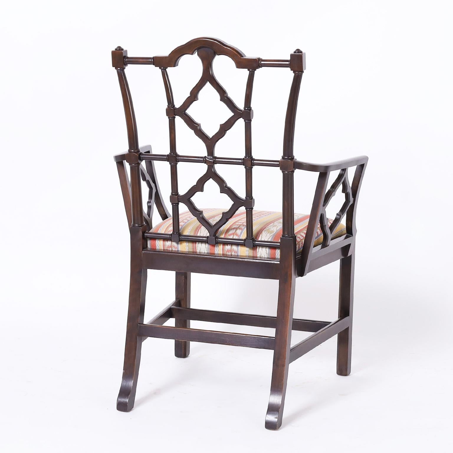 Hand-Carved Set of Ten Chippendale Armchairs For Sale