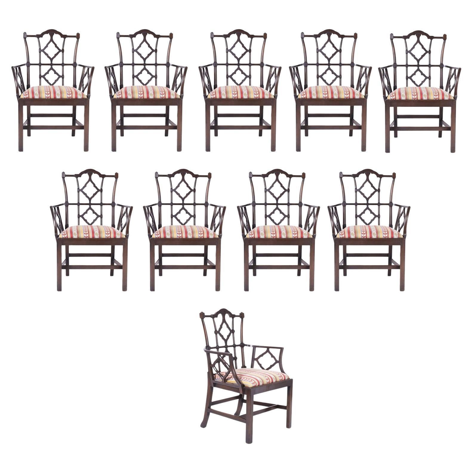 Set of Ten Chippendale Armchairs