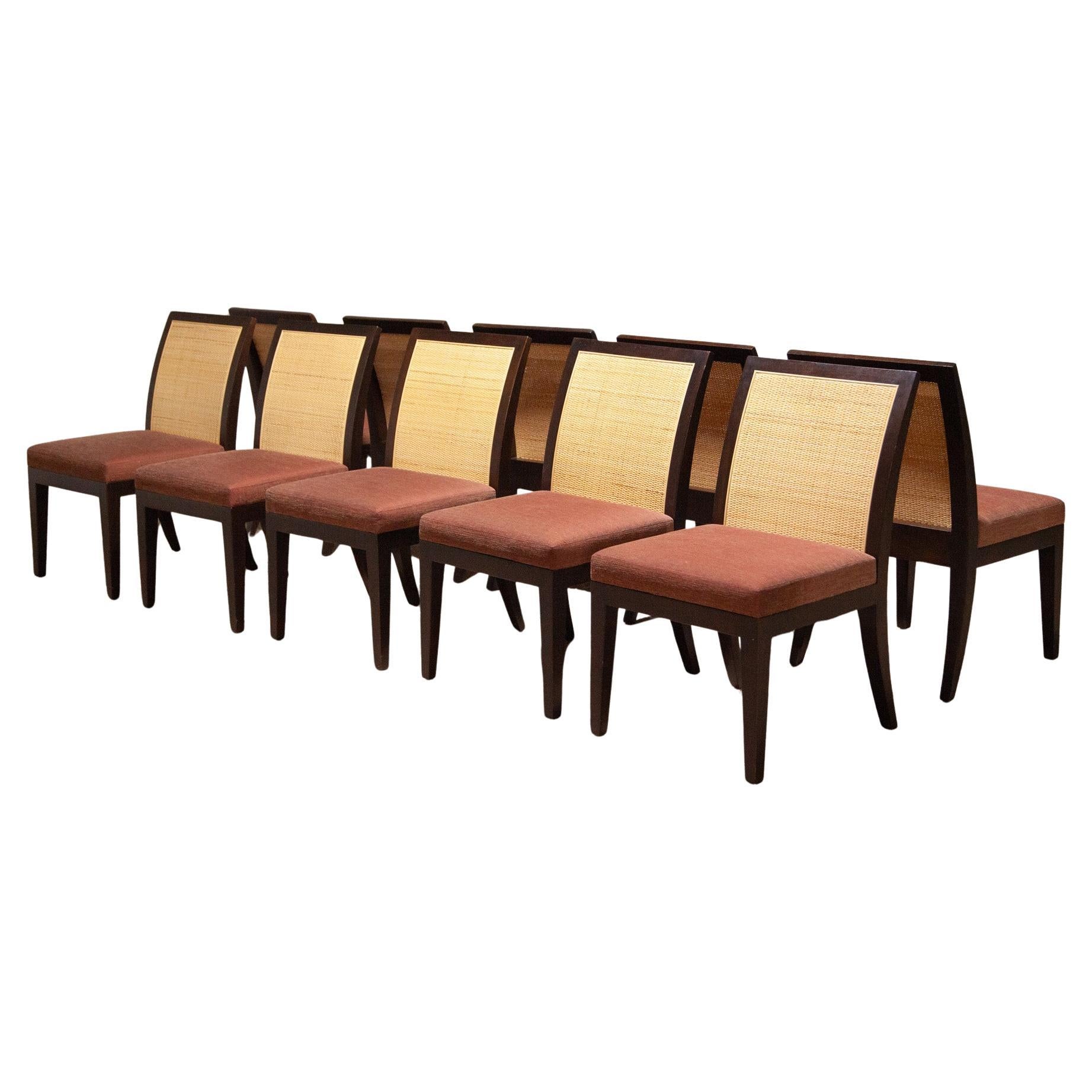 Set of Ten Christian Liaigre Cane Dining Chairs