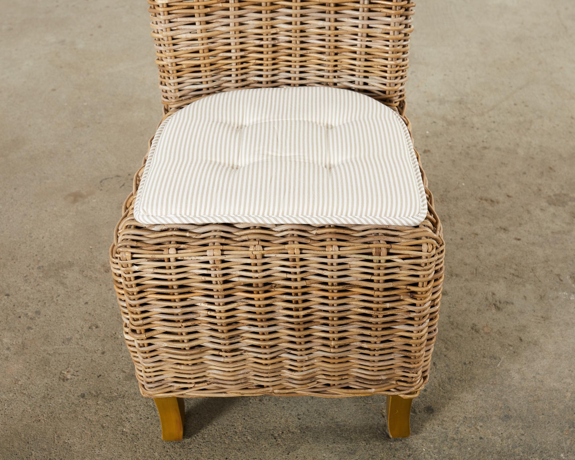 Set of Ten Coastal Organic Modern Rattan Wicker Dining Chairs 8