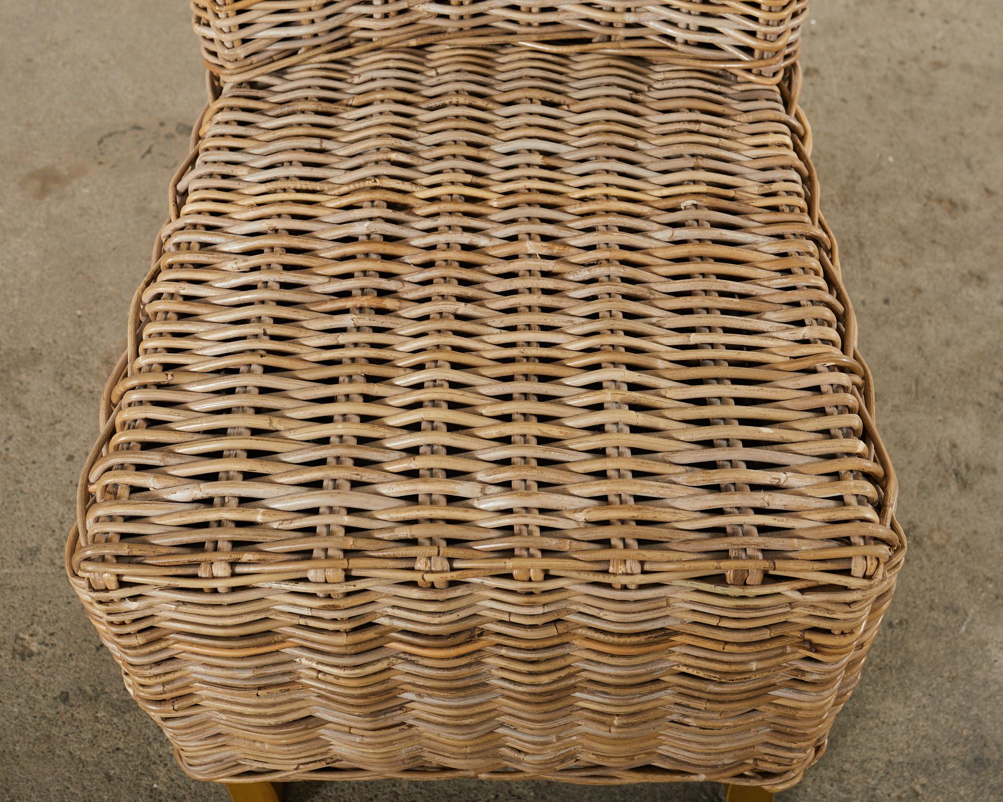 Set of Ten Coastal Organic Modern Rattan Wicker Dining Chairs 10