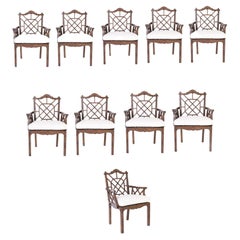 Set of Ten Cockpen or Chinese Chippendale Style Armchairs