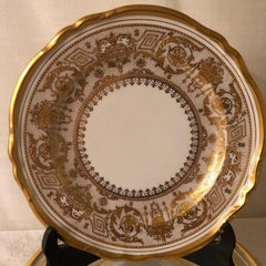 Set of Ten Copelands China Dessert Plates with Raised Gilding