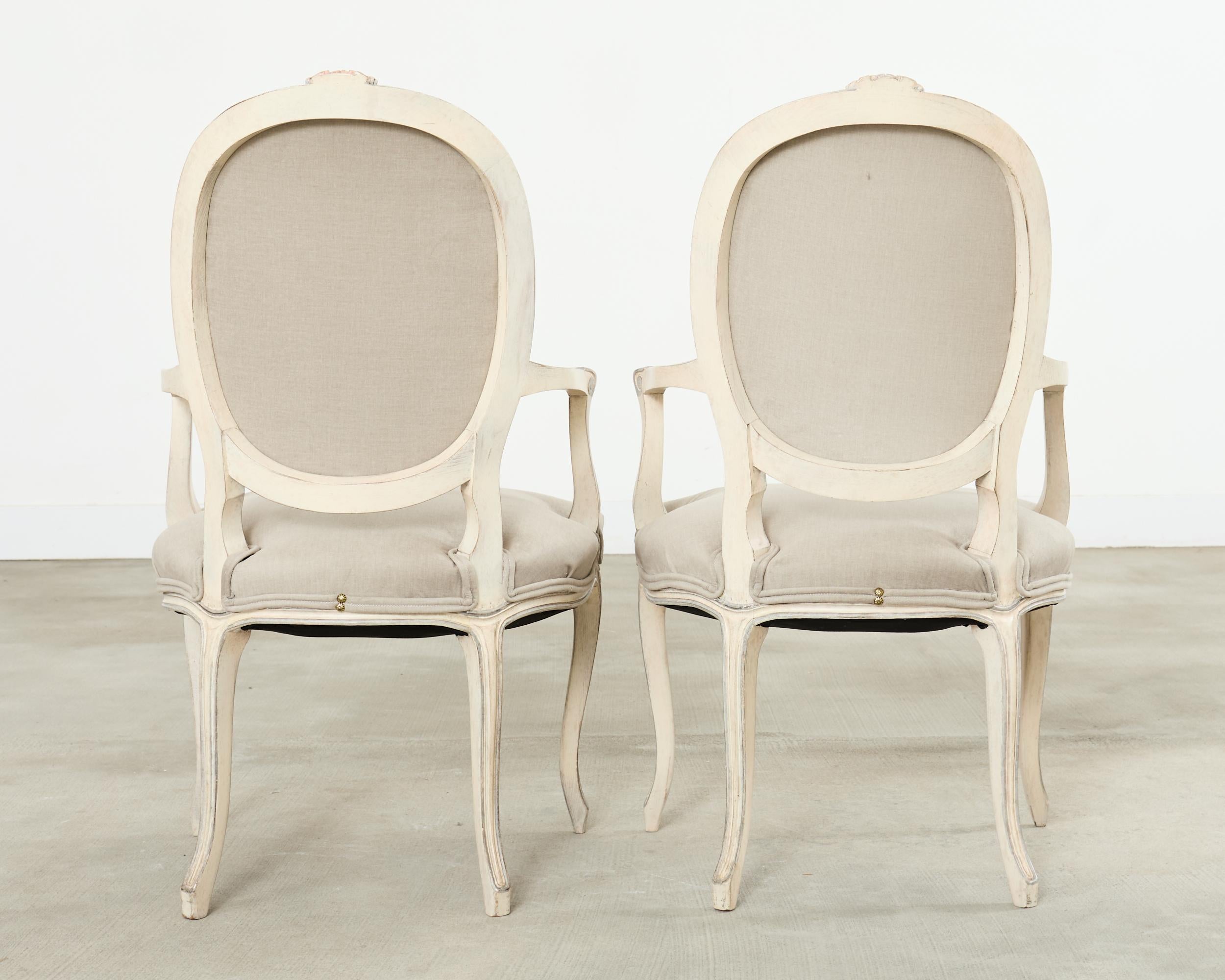 Set of Ten Country French Provincial Louis XV Style Dining Chairs For Sale 5