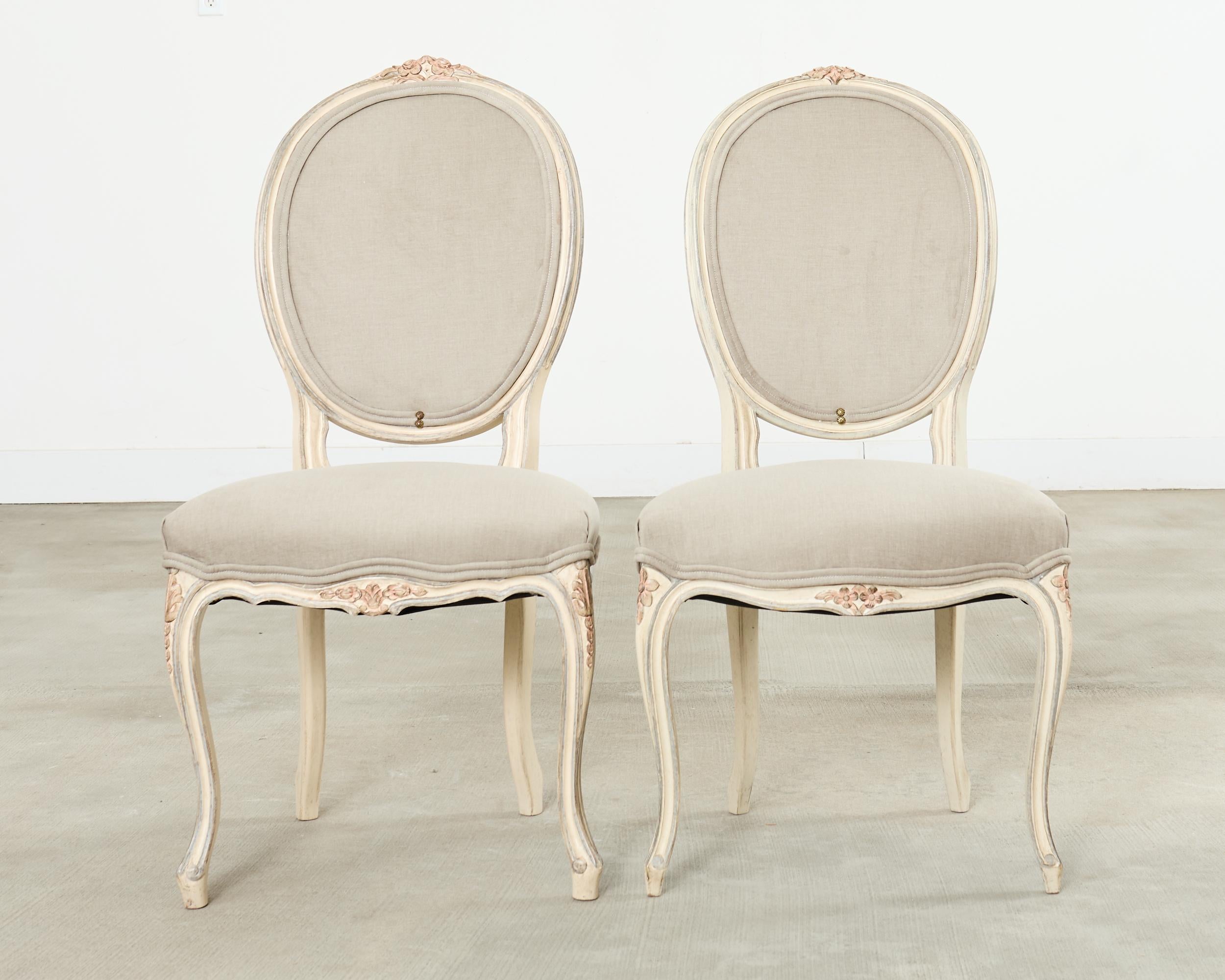 Set of Ten Country French Provincial Louis XV Style Dining Chairs For Sale 6