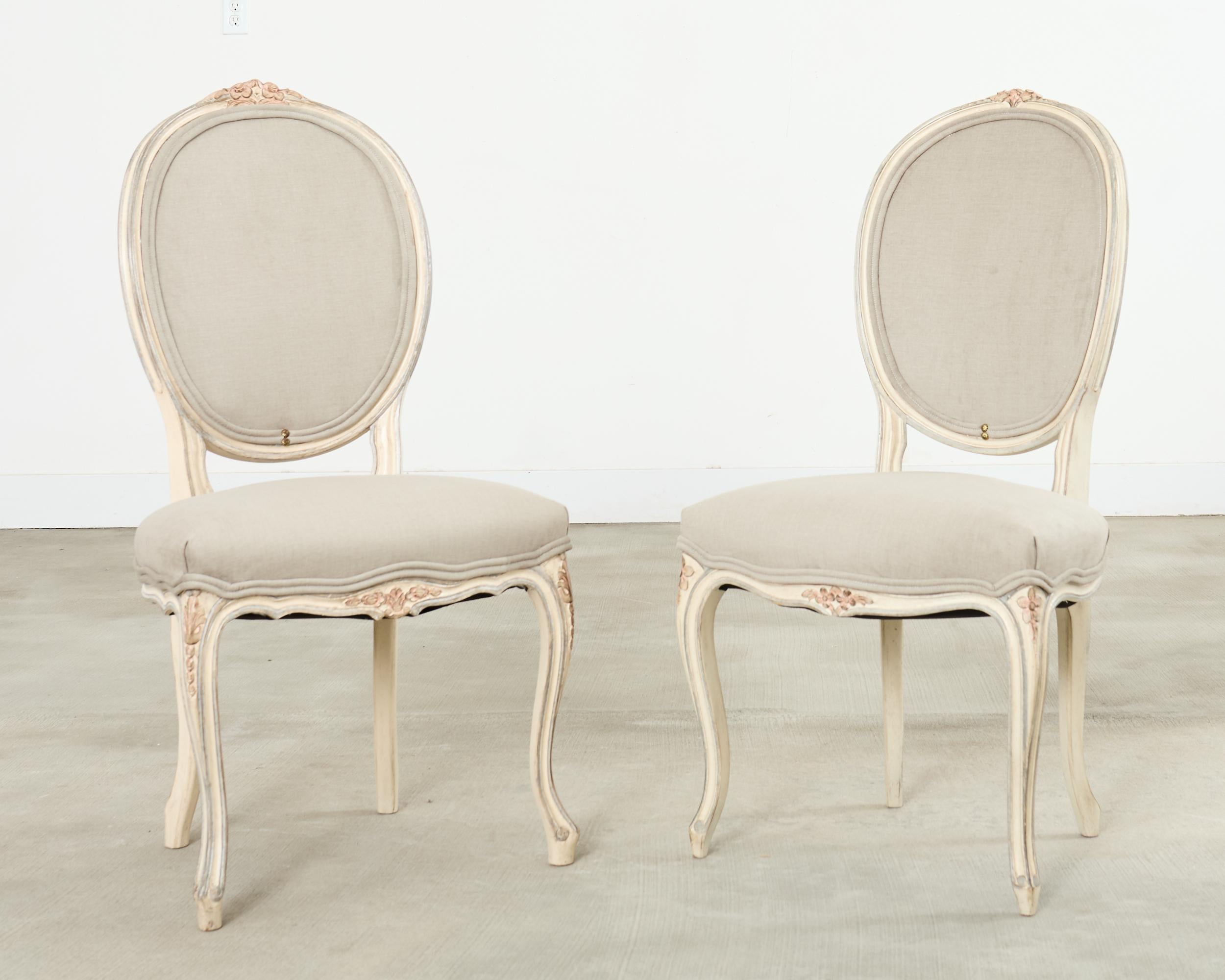 Set of Ten Country French Provincial Louis XV Style Dining Chairs For Sale 7