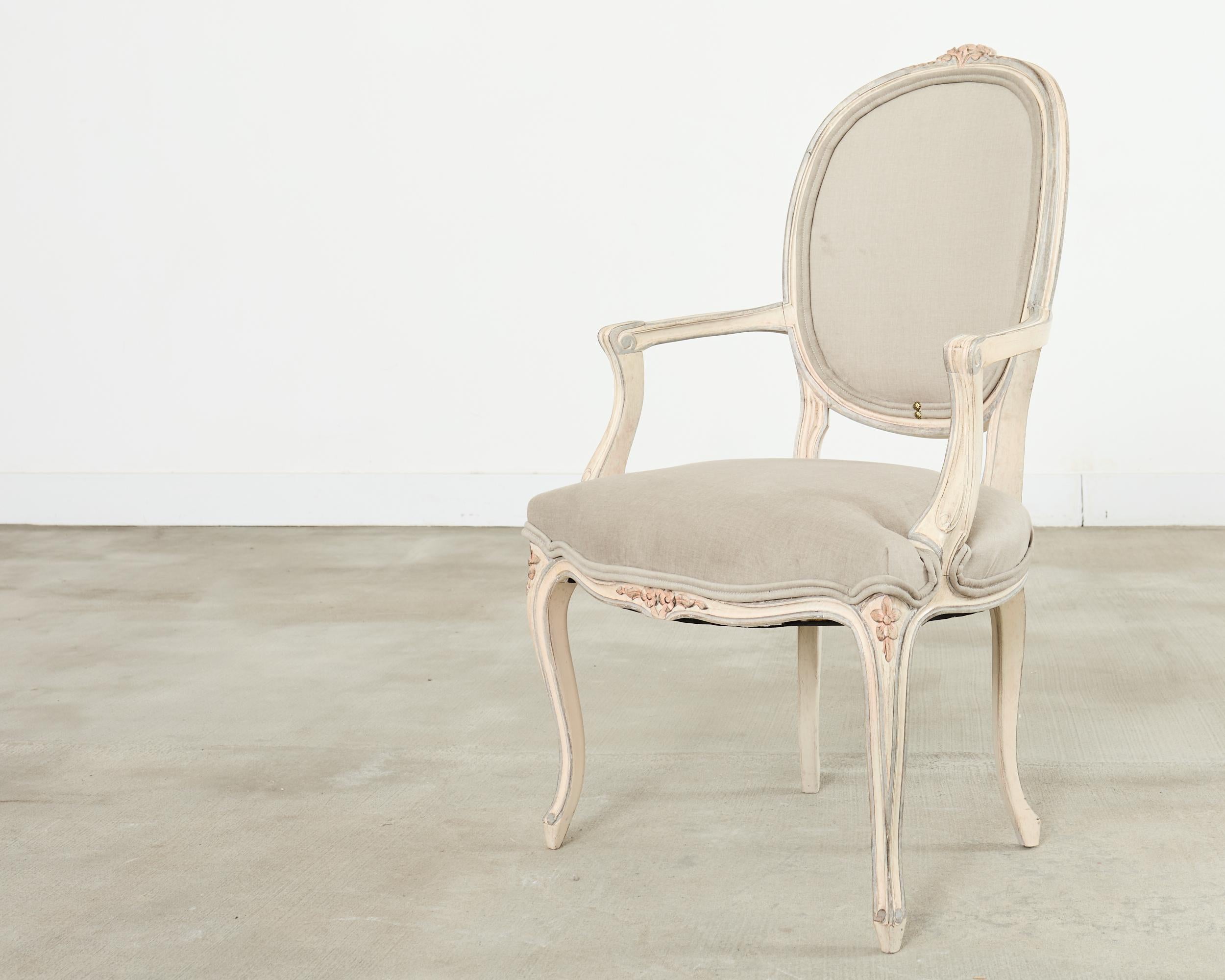 Set of Ten Country French Provincial Louis XV Style Dining Chairs For Sale 8