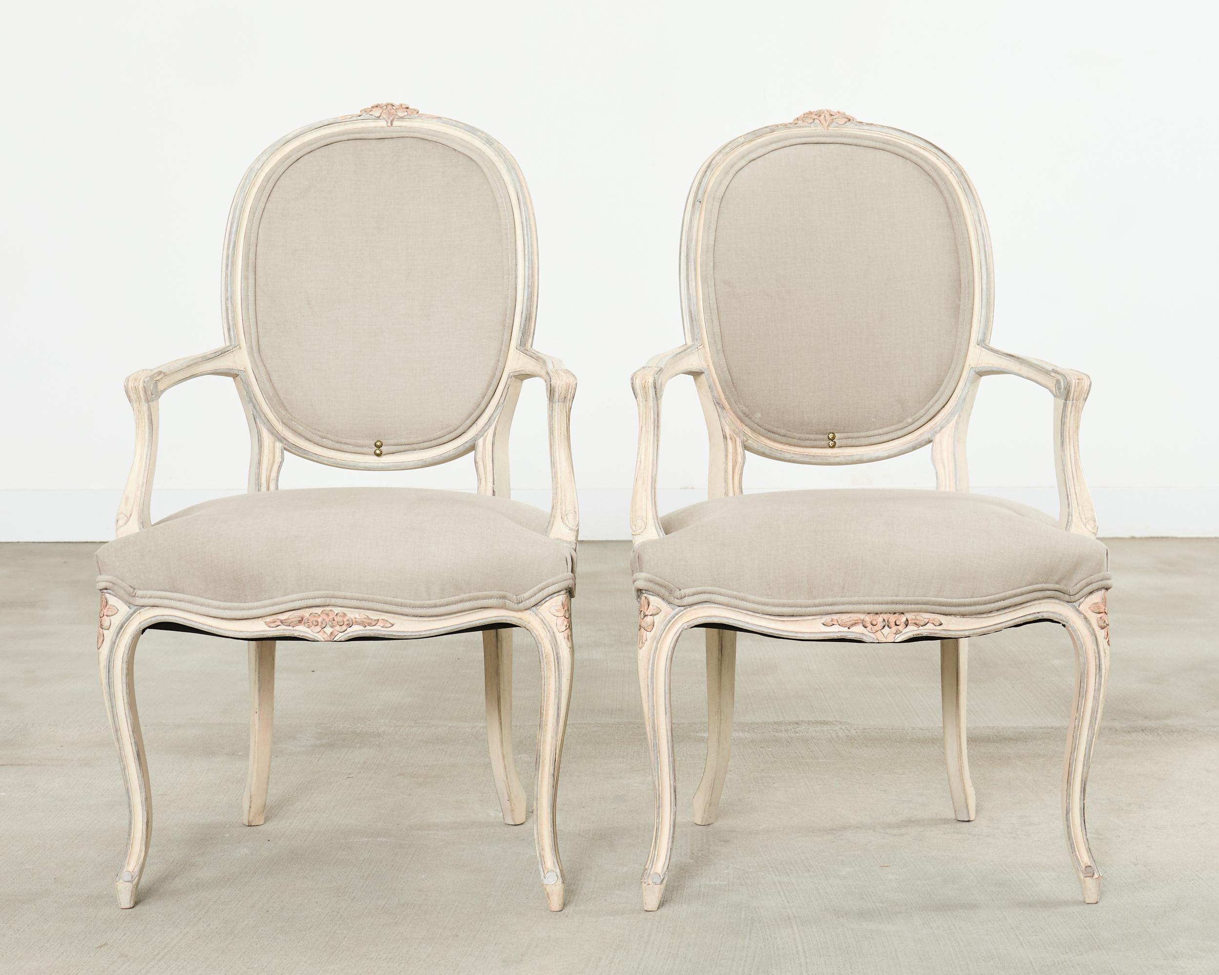 20th Century Set of Ten Country French Provincial Louis XV Style Dining Chairs For Sale