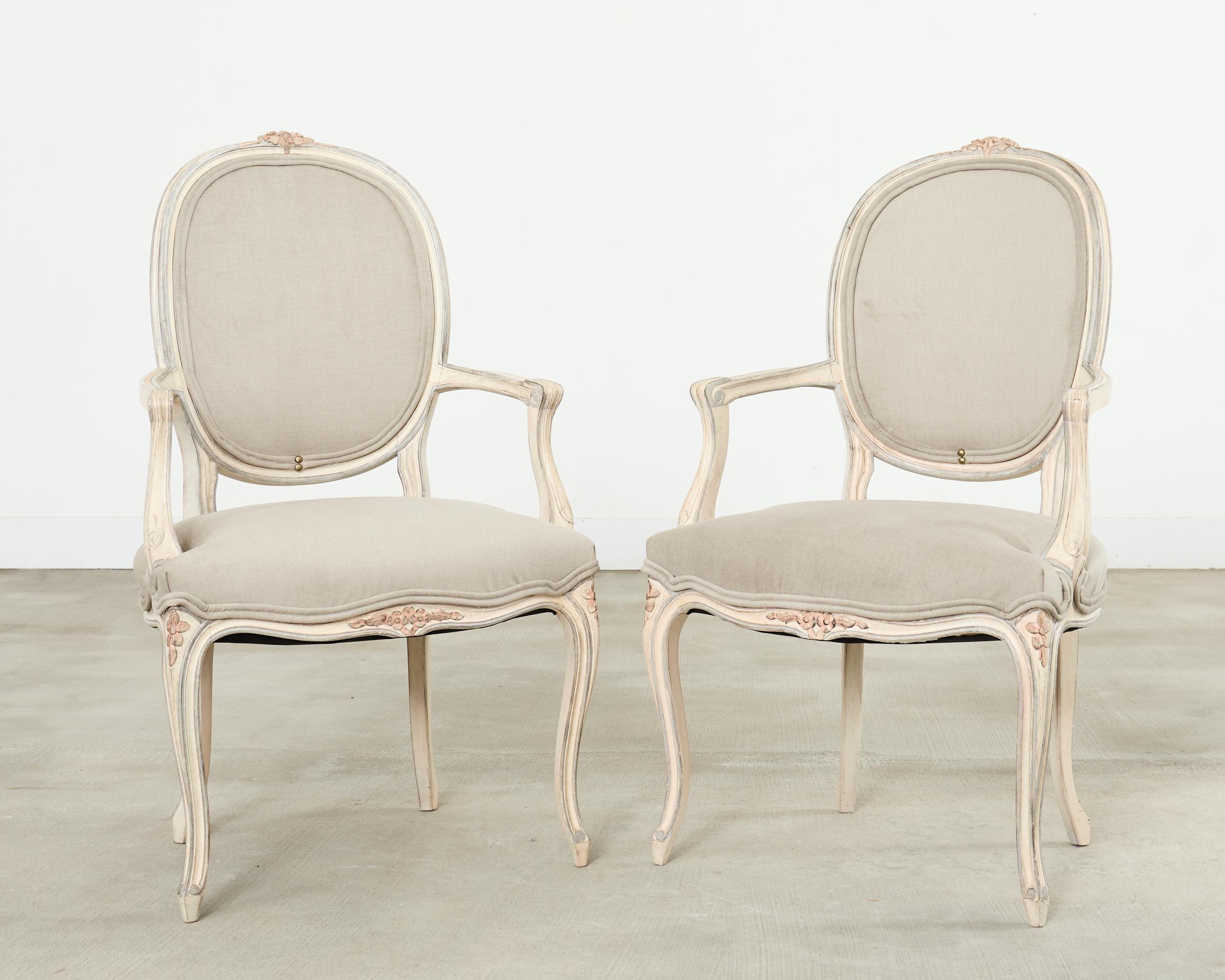 Set of Ten Country French Provincial Louis XV Style Dining Chairs For Sale 1
