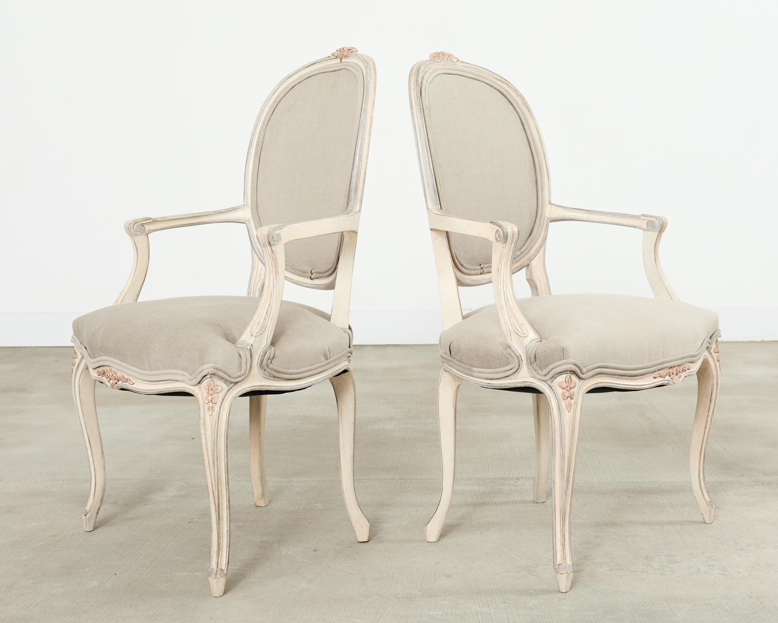 Set of Ten Country French Provincial Louis XV Style Dining Chairs For Sale 2