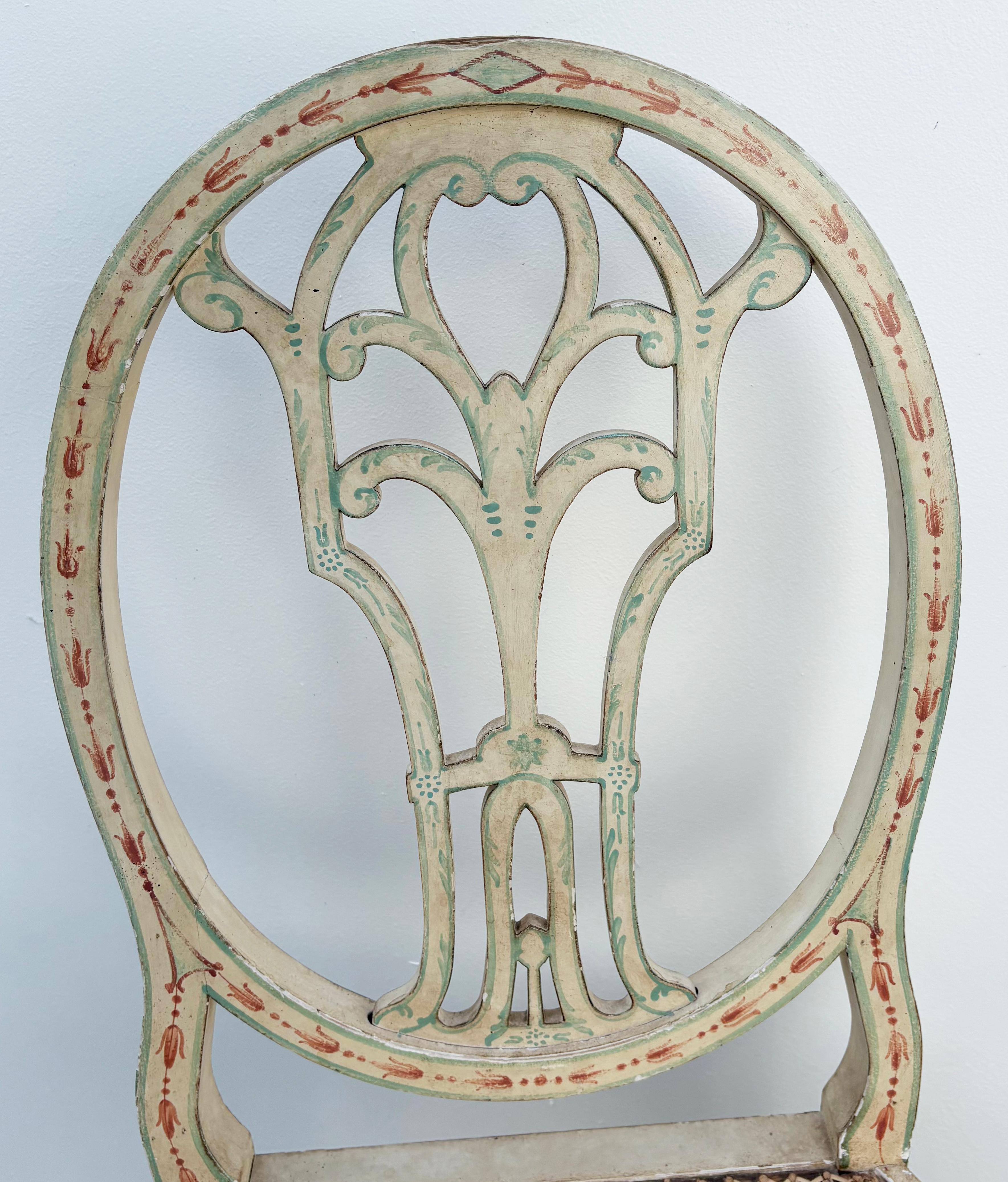 Mid-20th Century Set of Ten Custom-Painted Italian Dining Chairs, c.1950s For Sale