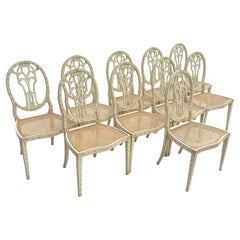Set of Ten Custom-Painted Italian Dining Chairs, c.1950s