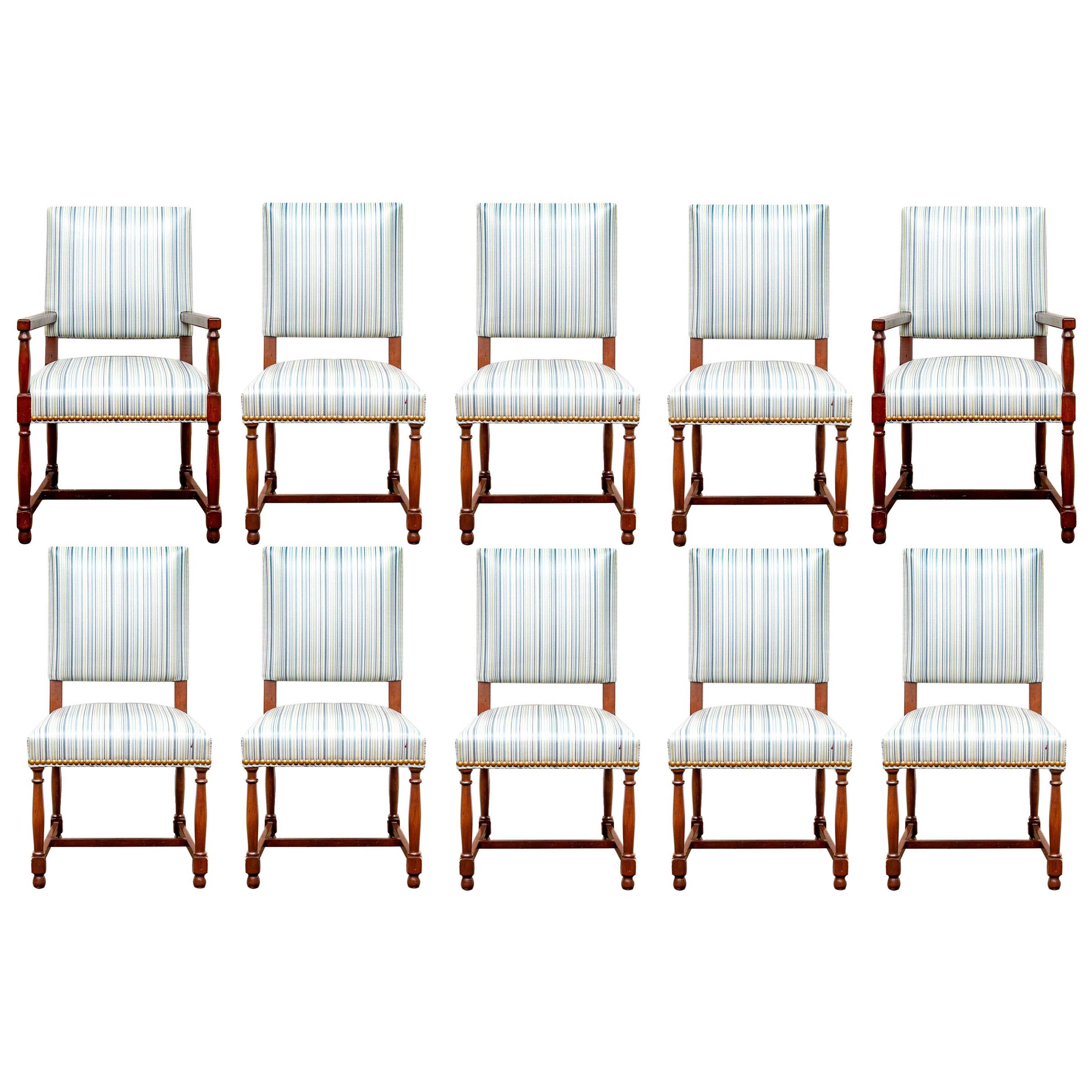 Set of Ten Custom Upholstered  Tavern Style Chairs