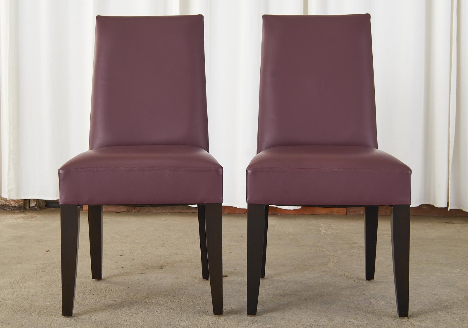 Set of Ten Dakota Jackson Leather Dolce Dining Chairs For Sale 4