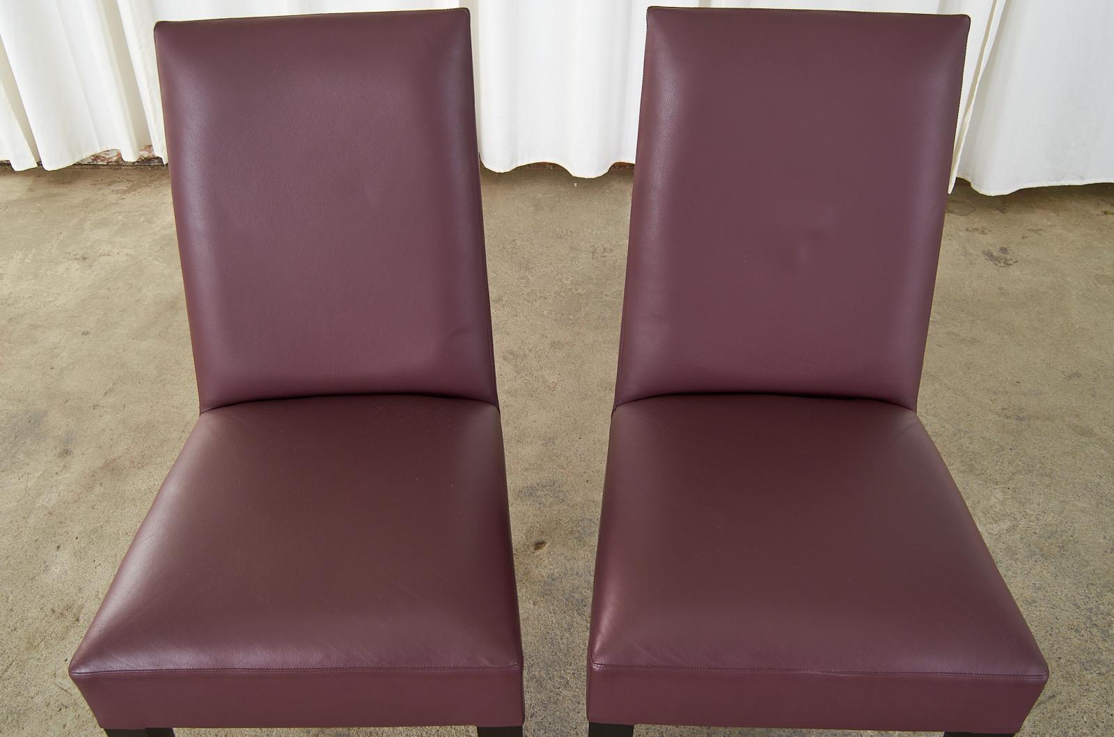 Set of Ten Dakota Jackson Leather Dolce Dining Chairs For Sale 5