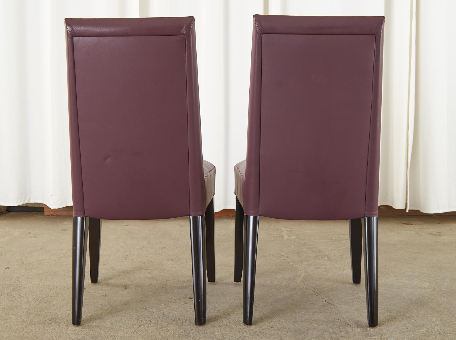Set of Ten Dakota Jackson Leather Dolce Dining Chairs For Sale 7