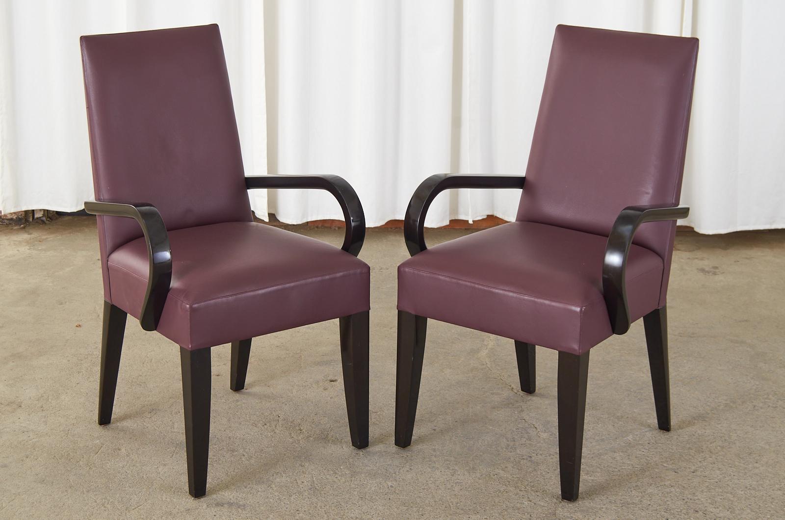 Moderne Ensemble de dix chaises de salle à manger en cuir Dakota Jackson en vente
